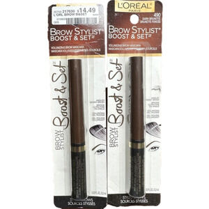 New 2 L'Oreal Brow Stylist Boost & Set Volumizing Brow Mascara Dark Brunette‎